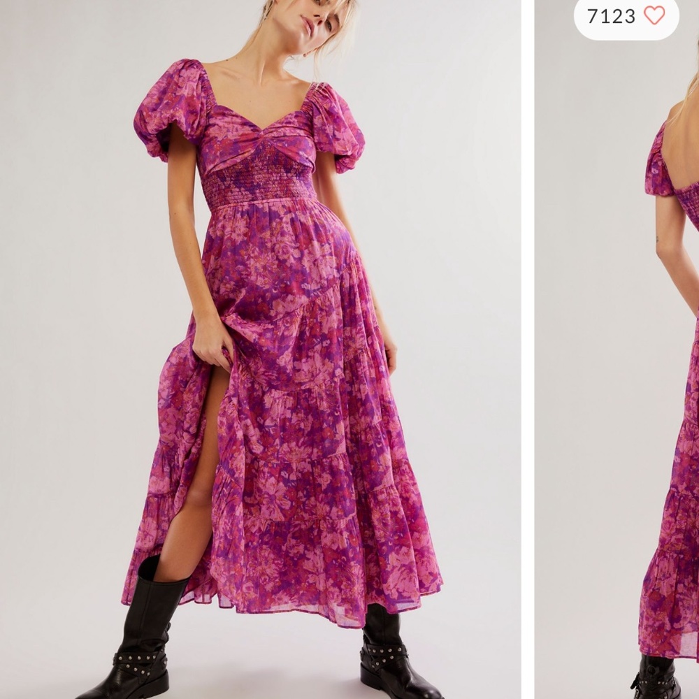 Free people sundrenched short sleeve maxi dress